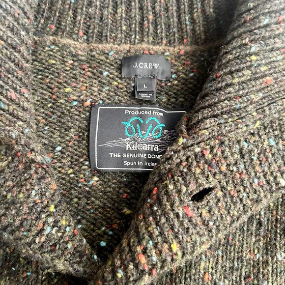 J Crew Cardigan Kilcarra 100% Wool Men's Large Green Ireland Classic Fisherman - Picture 4 of 10